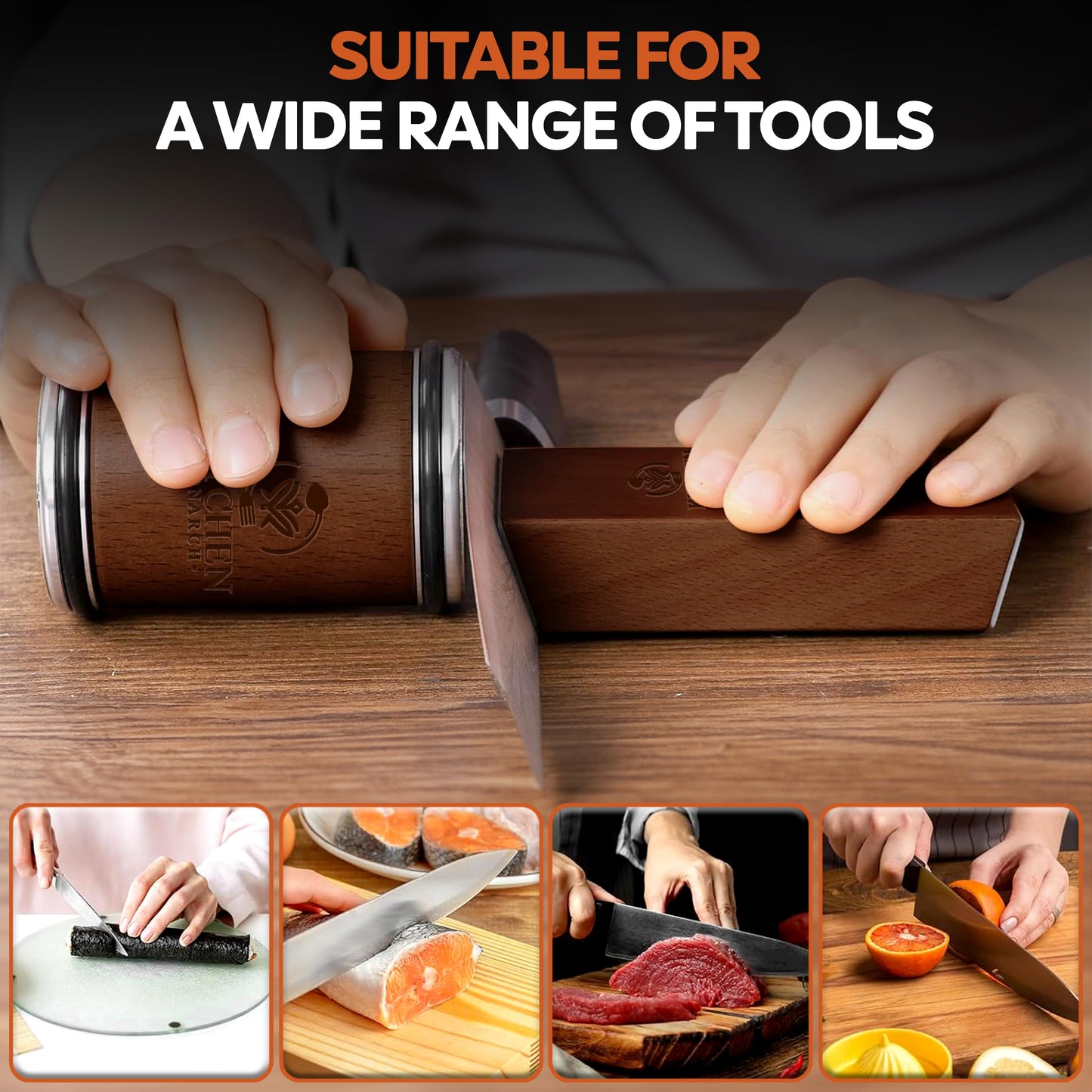 Kitchen Monarch — Professional Rolling Knife Sharpener with Diamond and Ceramic Discs